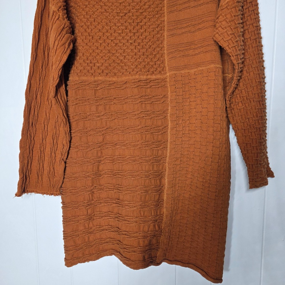 Free People Shes A Keeper Textured Sweater Dress Rust Orange Boho Oversized L - Picture 9 of 14